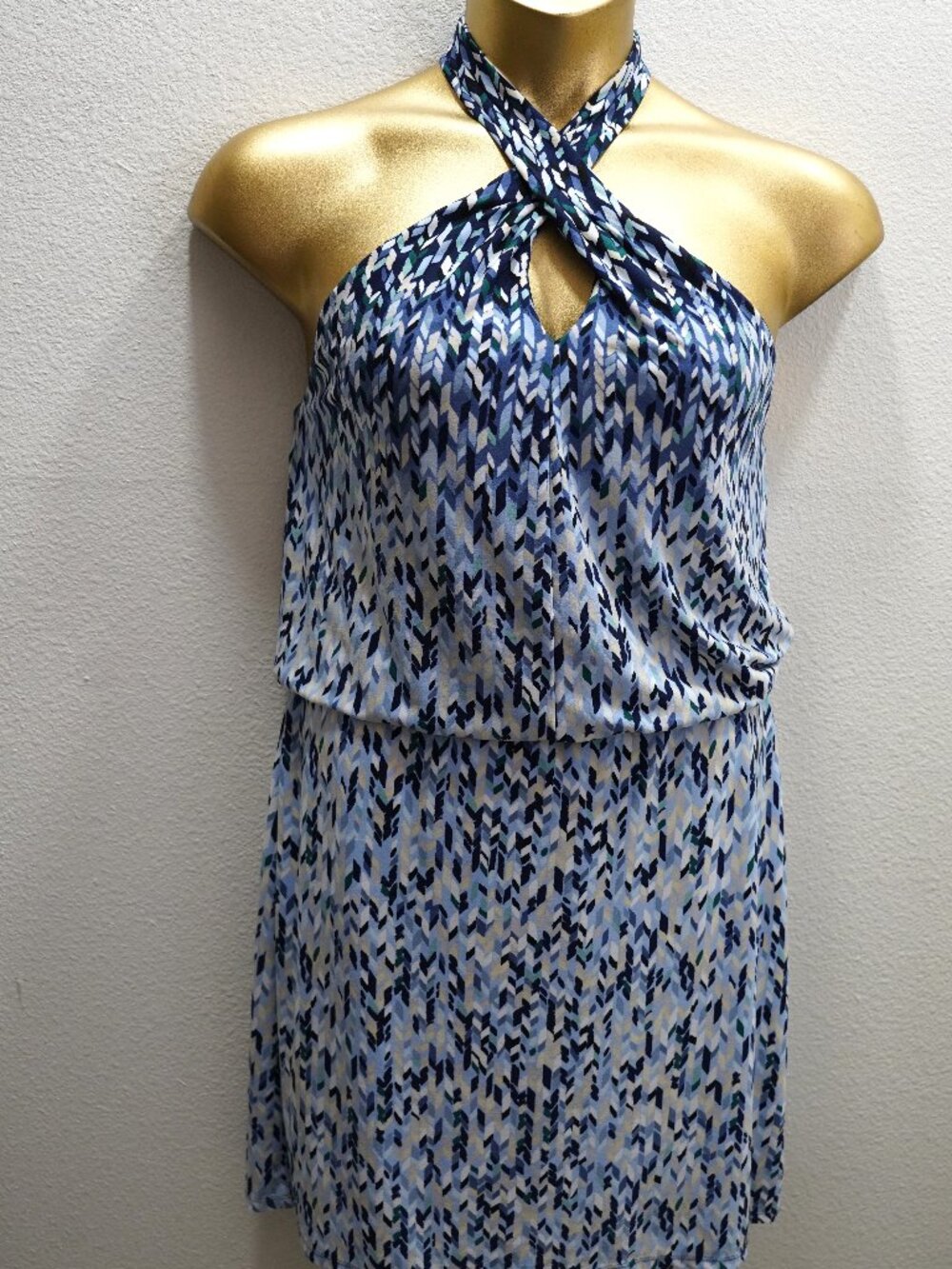 White House Black Market Noble Blue Halter Dress size M
